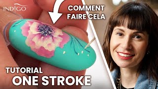 One stroke nail art tutorial  fleur en acrylique sur ongle  tuto nail art  Indigo Nails Français [upl. by Eehc772]