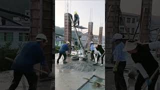 Pouring process of concrete columns with lifting mechanism [upl. by Jarus]