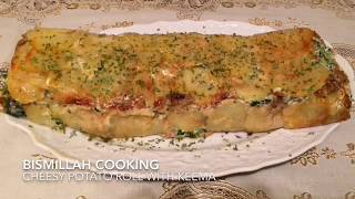 Cheesy Potato Roll With Keema  چیز آلو رول وید قیمہ Scalloped Potato RollCook With Bismillah [upl. by Nelehyram]