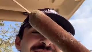 Guy takes a bite out of a cattail plant saying it’s a hotdog [upl. by Swanson182]