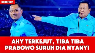 AHY Terkejut Tiba Tiba disuruh nyanyi oleh Prabowo auto gemuruh tepuk tangan ✋✋✋✋ [upl. by Yenitirb]