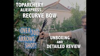 TOPARCHERY Traditional 53quot Recurve Bow Unboxing amp Detailed Review Shot Over 700 Arrows [upl. by Ellinej]