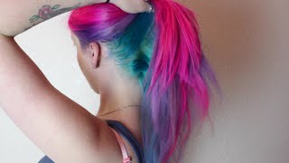 Magenta Violet amp Turquoise Hair Dye Tutorial [upl. by Loria]