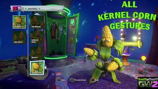 All Kernel Corn Gestures  Plants vs Zombies Garden Warfare 2 [upl. by Acinor34]