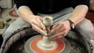 Throwing making a clay pottery Candlestick on the wheel demo how to [upl. by Inama]