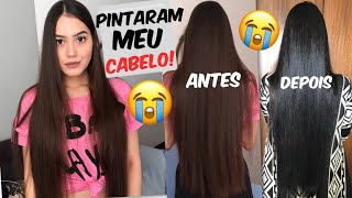 FUI HIDRATAR O CABELO E PINTARAM DE PRETO 😭 [upl. by Menell]