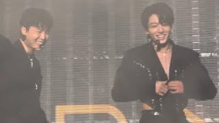 220408 Teasing Jungkook about buttons  BTS Fancam Permission to Dance PTD On Stage Live Concert [upl. by Aelc]