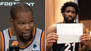 quot70stquot Kevin Durant Finds Out Joel Embiid Scored 70 Points [upl. by Sorcim304]