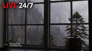 🔴Rain Sound On Window with Thunder SoundsㅣHeavy Rain for Sleep Study and Relaxation Meditation [upl. by Berlyn]