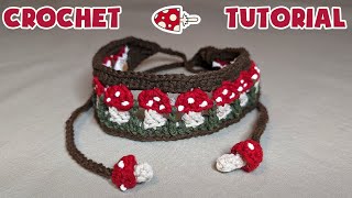 Mushroom Headband  Crochet Tutorial🍄 [upl. by Ellessig]