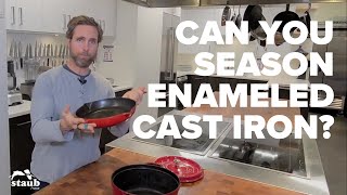 How to Season Enameled Cast Iron Cookware [upl. by Anyrtak]