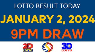 Lotto Result JANUARY 2 2024 9PM Tuesday [upl. by Barker]