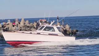 Gorgeous Boat  Docs Away Heads Through The Manasquan Inlet  Point Pleasant Beach [upl. by Ahsikrats269]