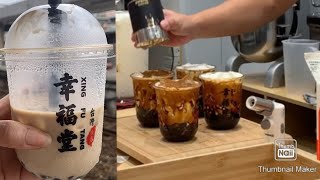 How to make Xing Fu Tang  brown sugar bubble milk tea originally from Taiwan 🇹🇼 [upl. by Aciram879]