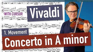 Vivaldi Concerto in A minor 1 Movement Op 3 No 6  Violin Sheet Music  CURSOR  Piano Accomp [upl. by Eimyaj574]