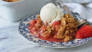 Strawberry Rhubarb Crisp For Two  Small Batch [upl. by Ashti]