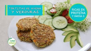 TORTITAS DE AVENA Y VERDURAS  FÁCILES Y BARATAS  Comer Vegano [upl. by Brenn520]