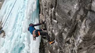 Yamnuska guide James on a Haffner Creek mixed climb [upl. by Ydniahs]