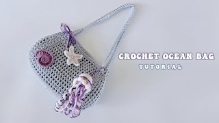 Crochet Ocean Bag Tutorial  KJ Korn [upl. by Elik]