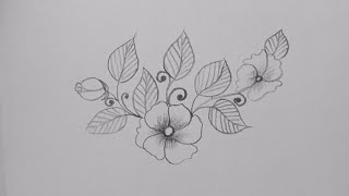 how to draw very beautiful flowers design😍easy embroidery designs drawing UKarts786 [upl. by Chariot]