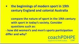 HSC PDHPE Option 2 the beginnings of modern sport in 19th century England and colonial Australia Q3 [upl. by Meda539]