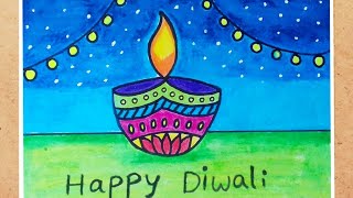 Diwali diya drawing  diya drawing simple [upl. by Allenrad]