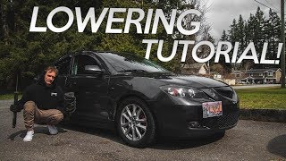 INDEPTH Lowering Tutorial  Mazda 3 Lowering Springs amp Struts Install [upl. by Gosney382]