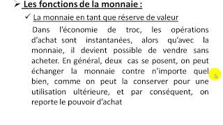 Economie monétaire S3 partie 2 quot les fonctions de la monnaie quot [upl. by Moorish]