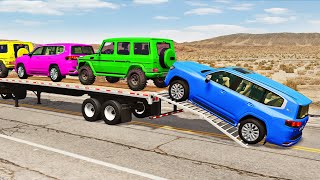 Flatbed Truck Mcqueen  Transportation with Truck  Pothole vs Car 197  BeamNGDrive [upl. by Bashemeth]