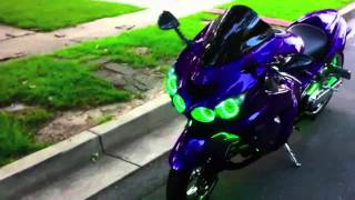 ORACLE ColorSHIFT LED Lighting Package installed on Kawasaki ZX14 Sportbike by Fabs Custom [upl. by Thamos]