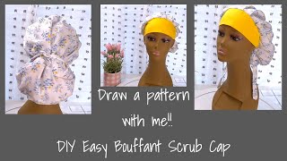 How to make Easy Bouffant Scrub Cap Sewing Tutorial for Beginners How to Draw a Free Pattern 두건 [upl. by Anema]