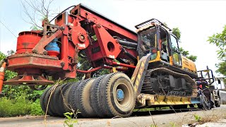 50 Ton Drilling Rig Sany SR150C Transported With Scania Lowbed Dolly Truck [upl. by Ardra]