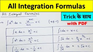 All Integration Formulas with pdf  All Integration formulas  For Class 12 and For Class 11  Maths [upl. by Anitram588]