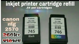 Canon pixma mg 2570s2470 cartridges refill Inkjet printer cartridge refill 100 working and Reset [upl. by Narih]