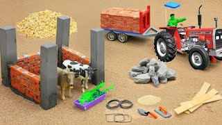 Diy tractor making concrete cow shed construction science project MiniGearCreative [upl. by Asirehc]