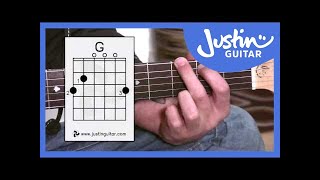 G Chord  Guitar For Beginners  Stage 3 Guitar Lesson  JustinGuitar BC131 [upl. by Aneladdam]