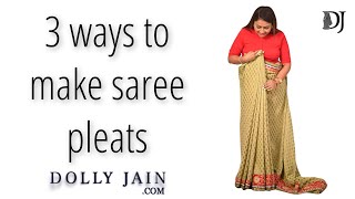 Perfect pleats made easy  How to pleat a saree for beginners  Dolly Jain saree draping hacks [upl. by Ogata]