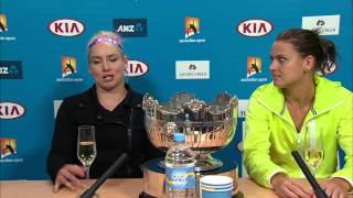 MattekSandsSafarova press conference F  Australian Open 2015 [upl. by Hamlet908]