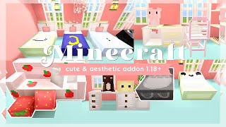 「Minecraft PE」 cute addon for decoration  beds plushie and more 💐✨ [upl. by Savil508]