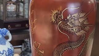 PORCELAIN VASE QIANLONG  RED LAKE GOLD [upl. by Ailemac145]