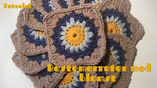 🧵Hvordan hekle bestemorrute med blomst Tutorial [upl. by Ariane]