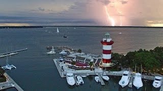 Harbour Town Hilton Head Island Lighthouse Sunset by Drone [upl. by Jenesia]