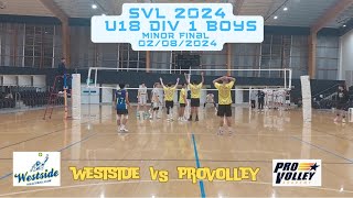 SVL 2024  Boys U18 Div 1  Westside vs ProVolley [upl. by Ardried]