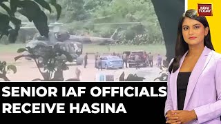 Sheikh Hasina Lands At Hindon Airbase Senior IAF Officials Receive Hasina Sources  India Today [upl. by Ginelle]