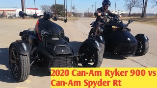 2020 CanAm Ryker 900 vs 2020 CanAm Spyder Head to head [upl. by Arretal]