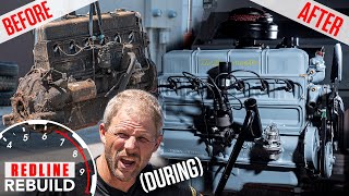 Rusty to running Chevy Stovebolt 6 engine rebuild time lapse  Redline Rebuild S3E5 [upl. by Nirrad257]