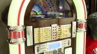 Jukebox con tocadiscos radio CD MP3 y USBSD Sorprendelecom [upl. by Masha]