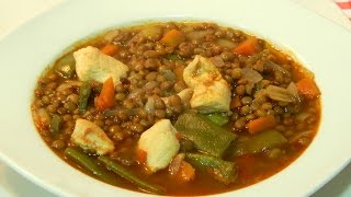 Receta fácil de lentejas con pollo y verduras [upl. by Sedaiuqlem]