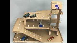 DIY toy car parking hot wheels with lift  Cardboard toy [upl. by Nosredna650]