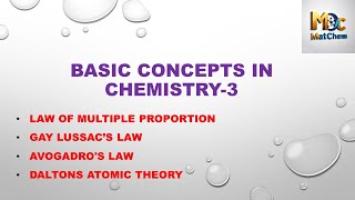 Basic Concepts in Chemistry 3 daltonslaw multipleproportion gaylussacs mole avogadrosnumber [upl. by Yun]